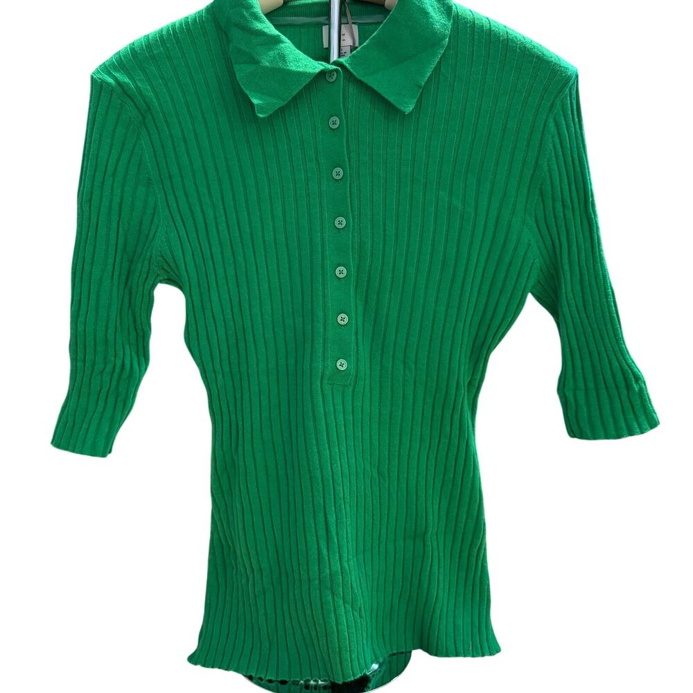 A New Day Women's Kelly Green Collared Neck Pullover Sweater - Size Small - NWT